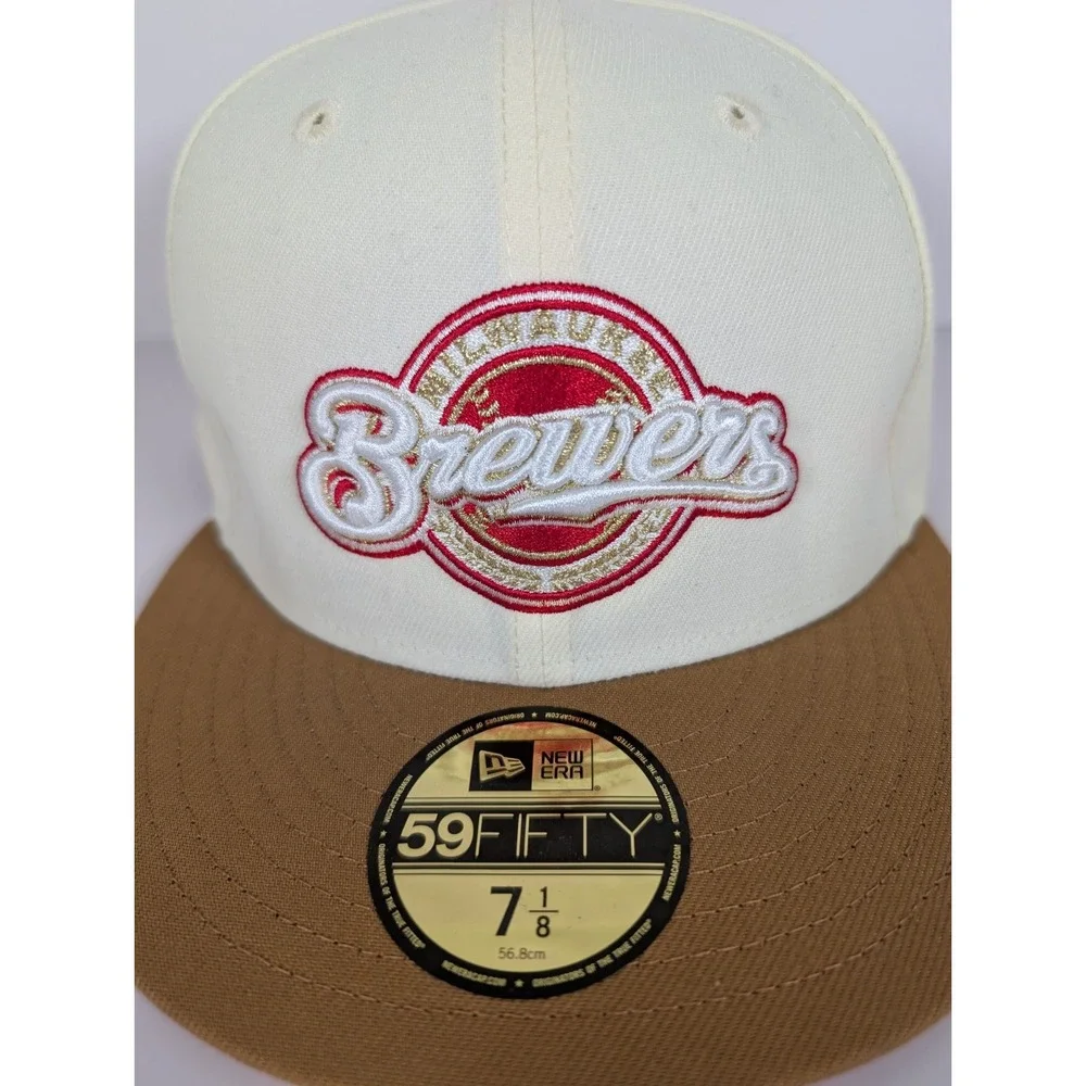 Milwaukee Brewers 2002 ASG Cream Two Tone Tan Red Topperz Hat Club Beer‎ 7 1/8